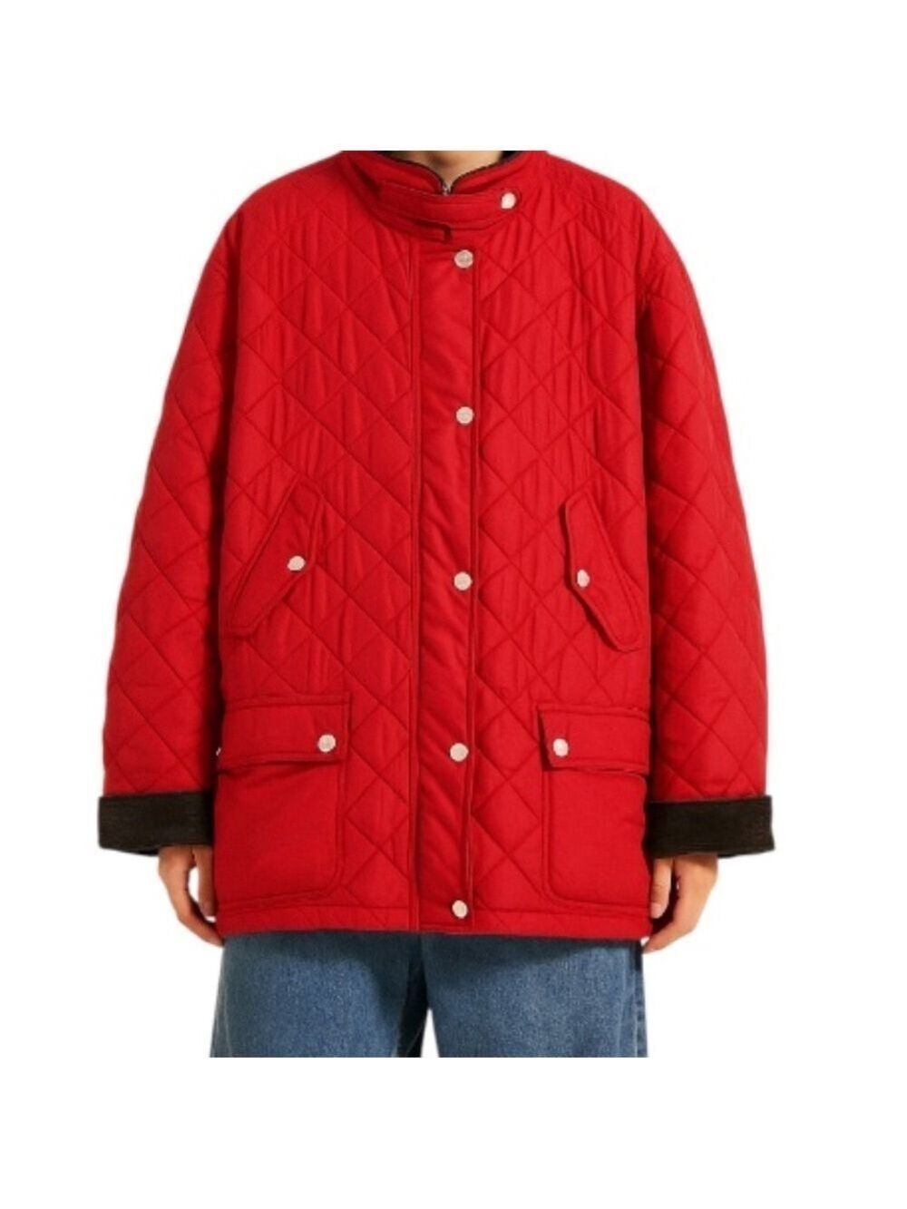 Lauren Ralph Lauren red quilted brown corduroy trim barn coat chore jacket 3X